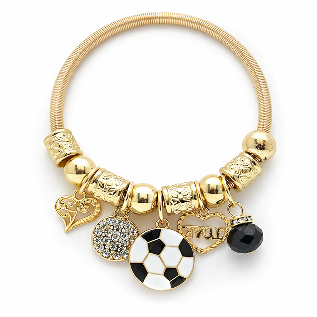 Soccer Charm Bracelet Gold