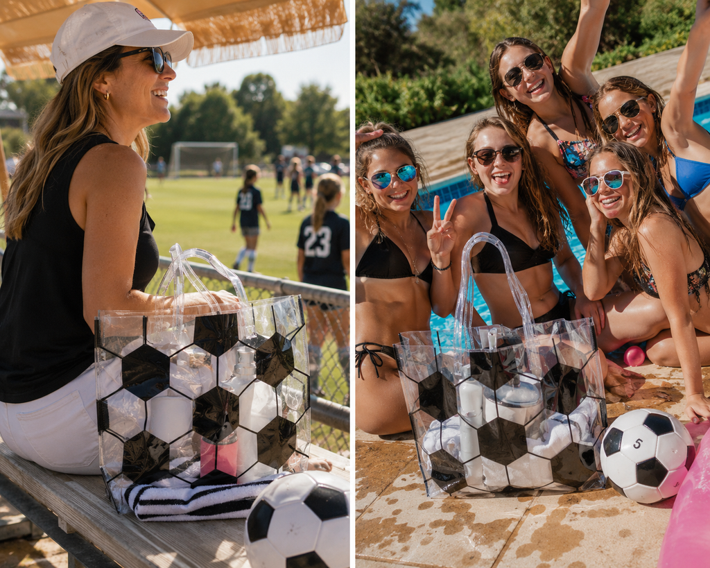 12PCS - Transparent Clear Soccer Shoulder Tote Bags